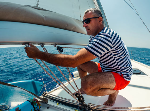 man on sailing boat
