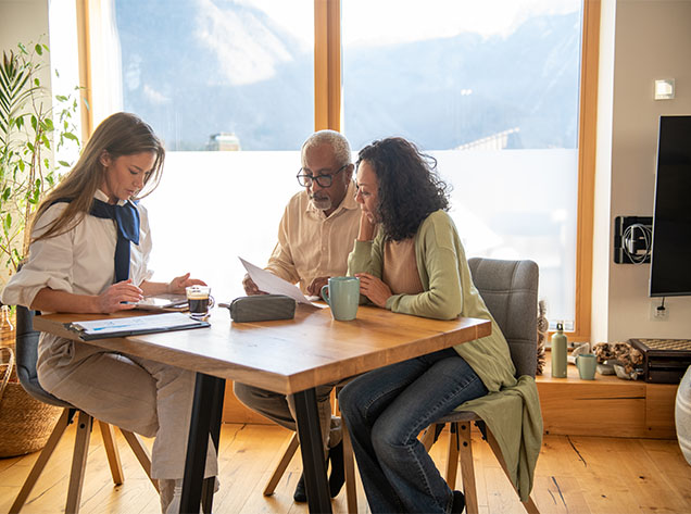 people reviewing documents