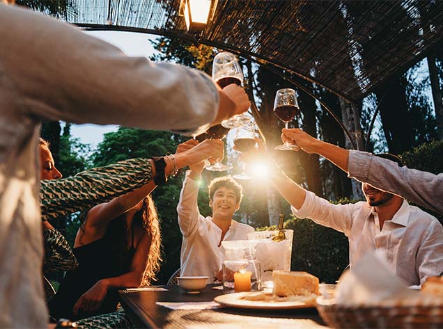 group cheersing